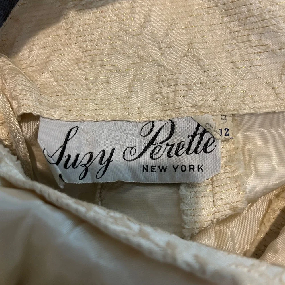 Suzy Perette Dress 6 Vintage Gold Metallic Brocade 1950s Wiggle Cocktail